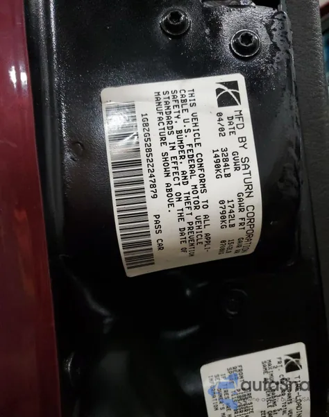 2002 Saturn Sl1 from USA, damaged, VIN 1G8ZG52852Z247879